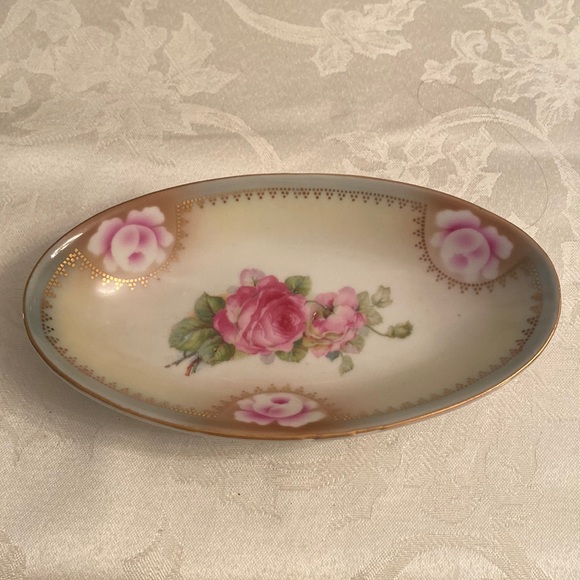 HAND PAINTED ROSE DISH - Picture 1 of 4